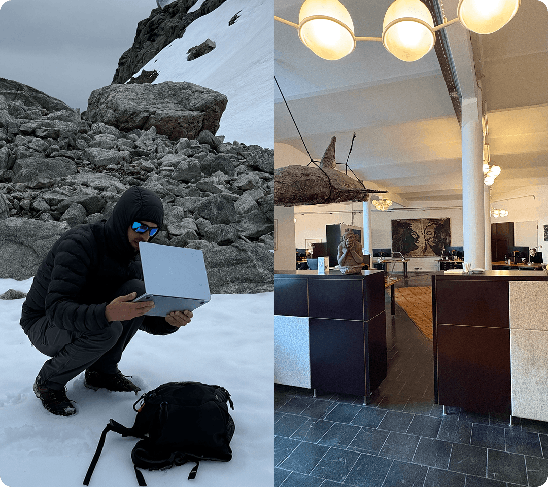 Foto unseres Webentwicklers, der remote arbeitet