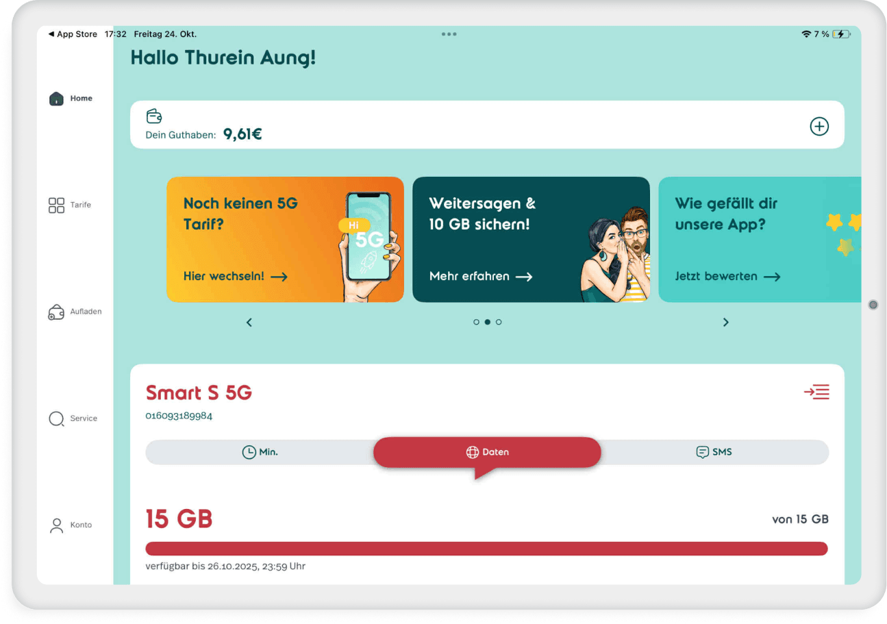 Screenshot NORMA connect App in landscape mode on tablet