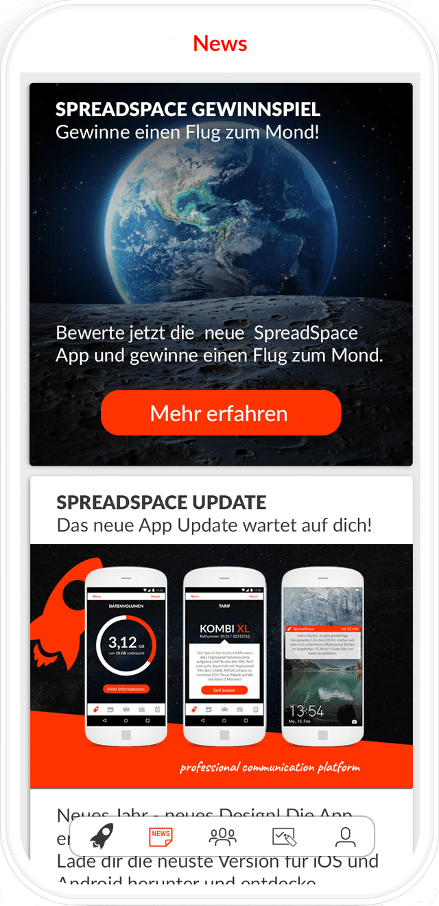 Screenshot: Beispiel eines News Feeds auf dem Handy