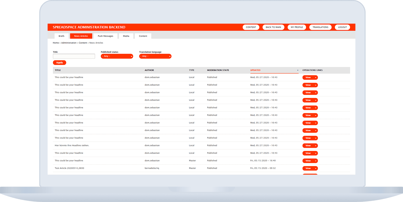 Screenshot: Rollen- und Rechtemanagement auf Laptop-Screen