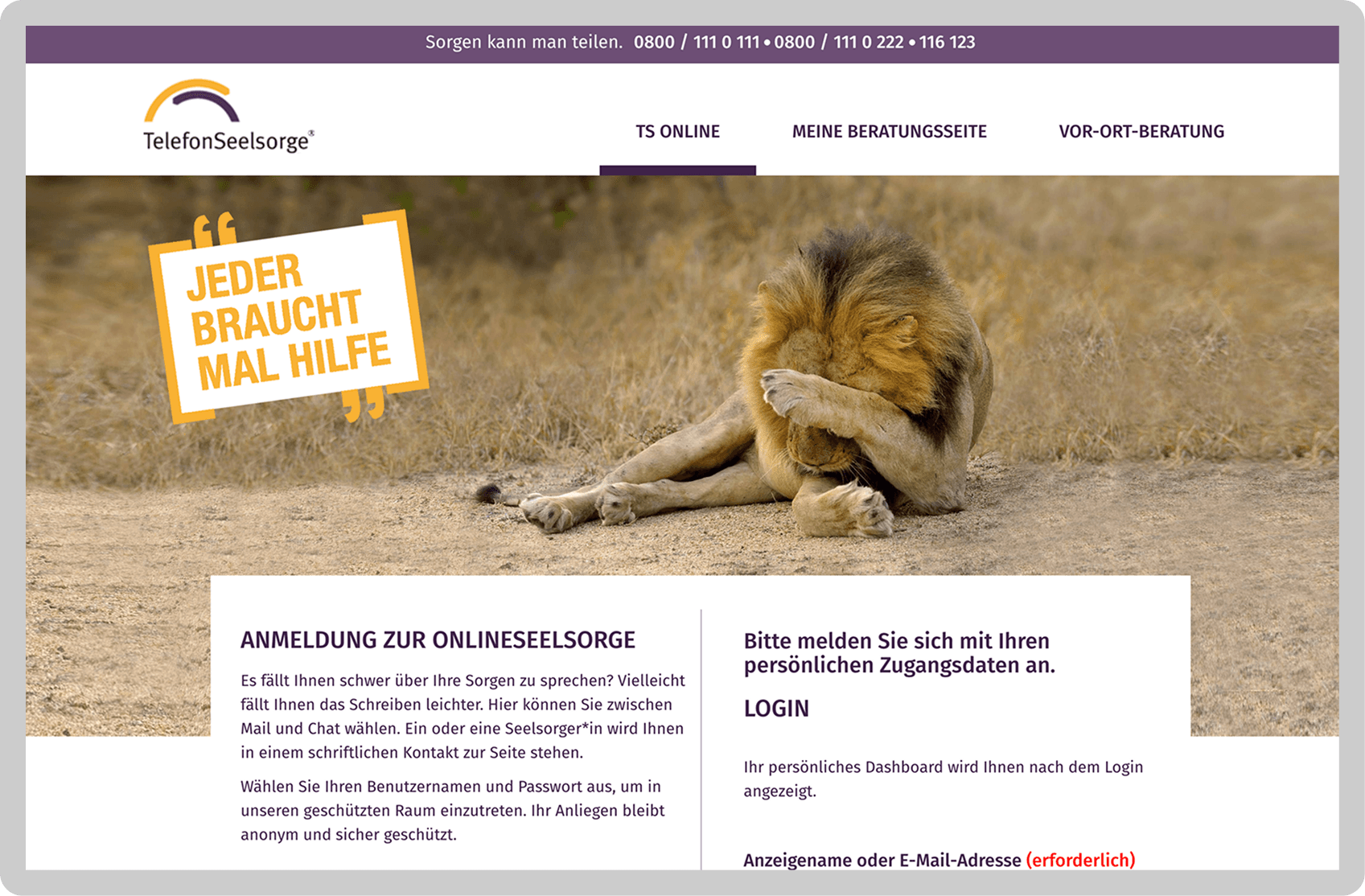 TelefonSeelsorge desktop website images 1